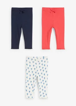 Lot de 3 leggings côtelés avec coton