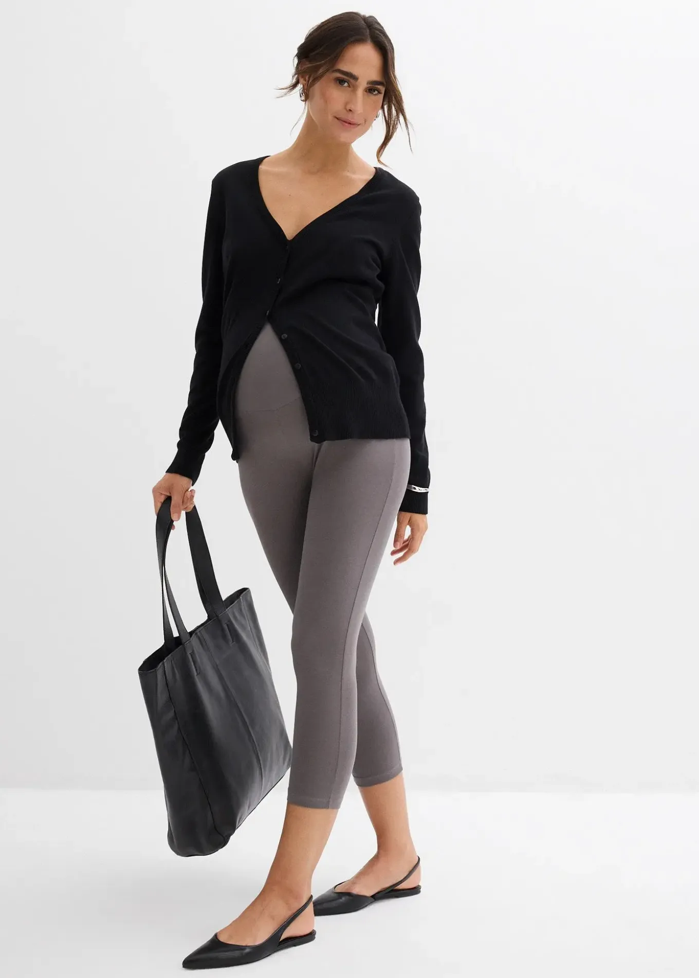 Lot de 2 leggings de grossesse, longueur 3/4