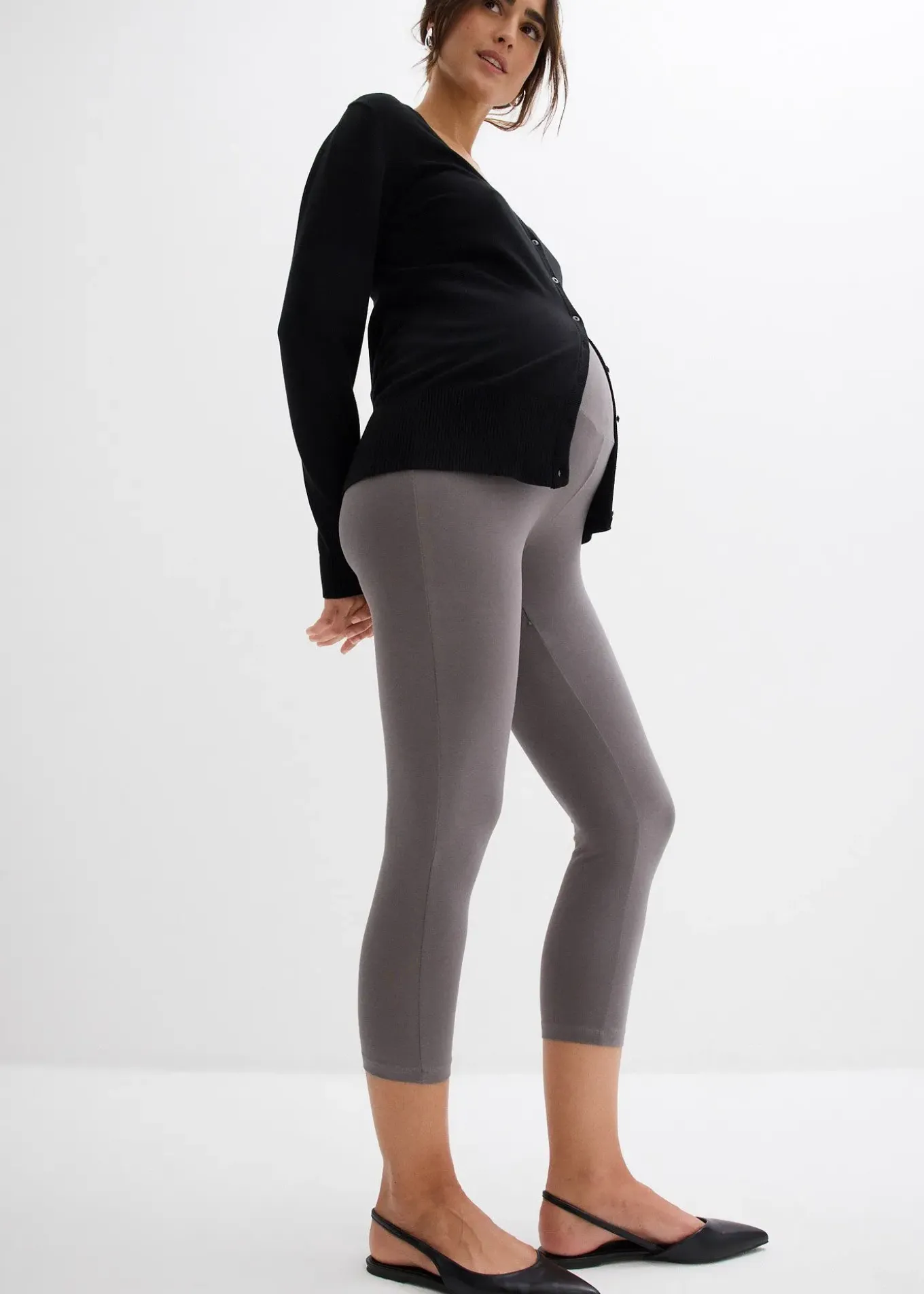 Lot de 2 leggings de grossesse, longueur 3/4