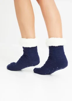 Lot de 2 paires de chaussettes d'intérieur avec polaire peluche