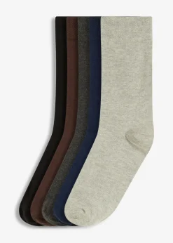 Lot de 5 paires de chaussettes à bord non comprimant, coton majoritaire