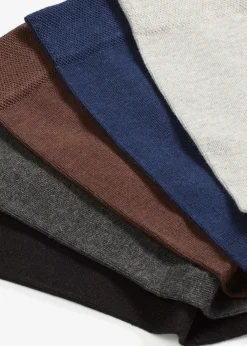 Lot de 5 paires de chaussettes à bord non comprimant, coton majoritaire