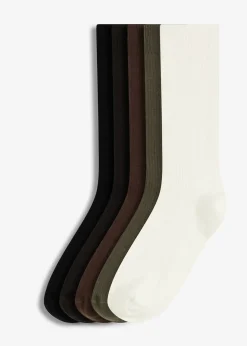 Lot de 5 paires de chaussettes côtelées, coton majoritaire