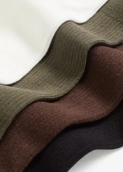 Lot de 5 paires de chaussettes côtelées, coton majoritaire