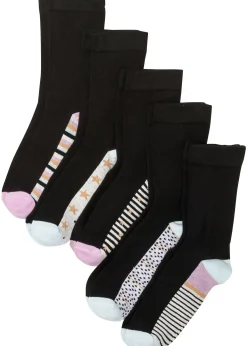 Lot de 5 paires de chaussettes bord non comprimant avec coton