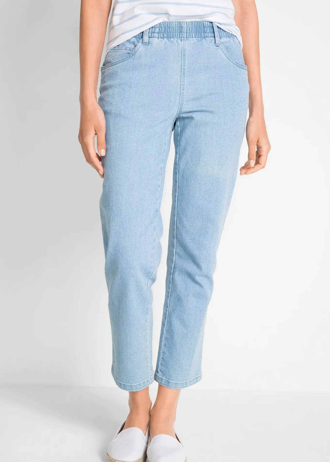 Lot de 2 pantalons 7/8 droits, taille mi-haute élastiquée