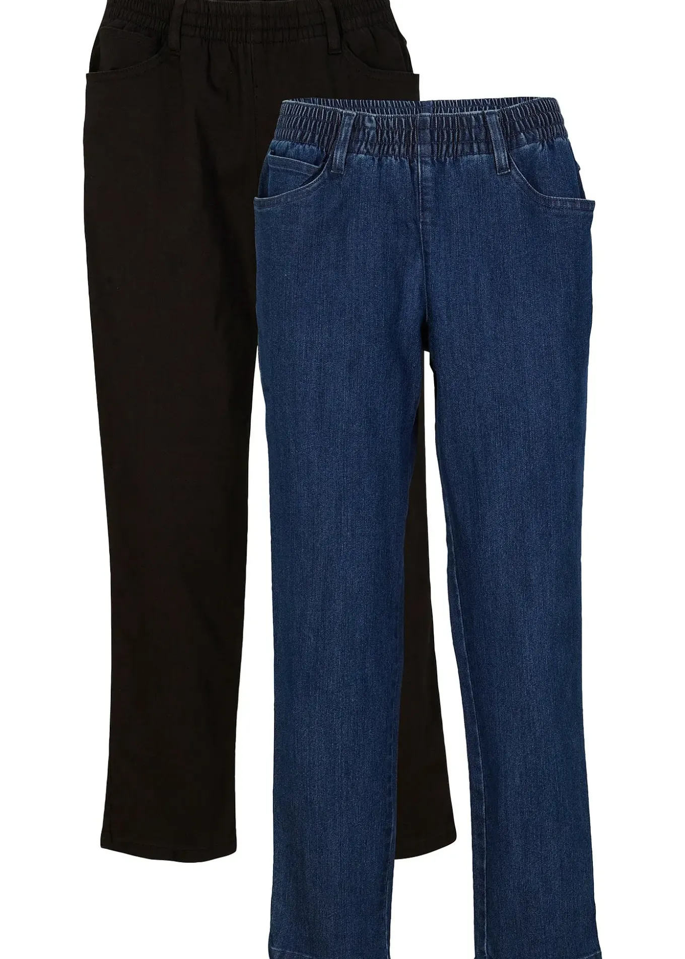 Lot de 2 pantalons 7/8 droits, taille mi-haute élastiquée