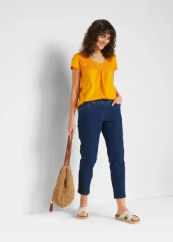 Lot de 2 pantalons 7/8 droits, taille mi-haute élastiquée