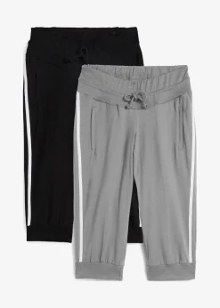 Lot de 2 pantalons de jogging en coton, longueur 3/4