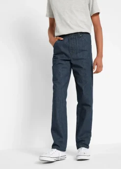 Lot de 3 pantalons droits, regular à taille élastiquée, 100% coton