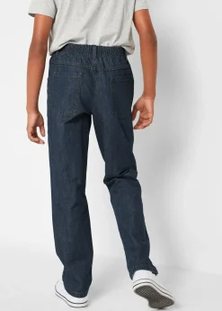 Lot de 3 pantalons droits, regular à taille élastiquée, 100% coton