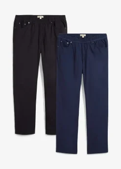Lot de 2 pantalons regular, droits à taille élastiquée