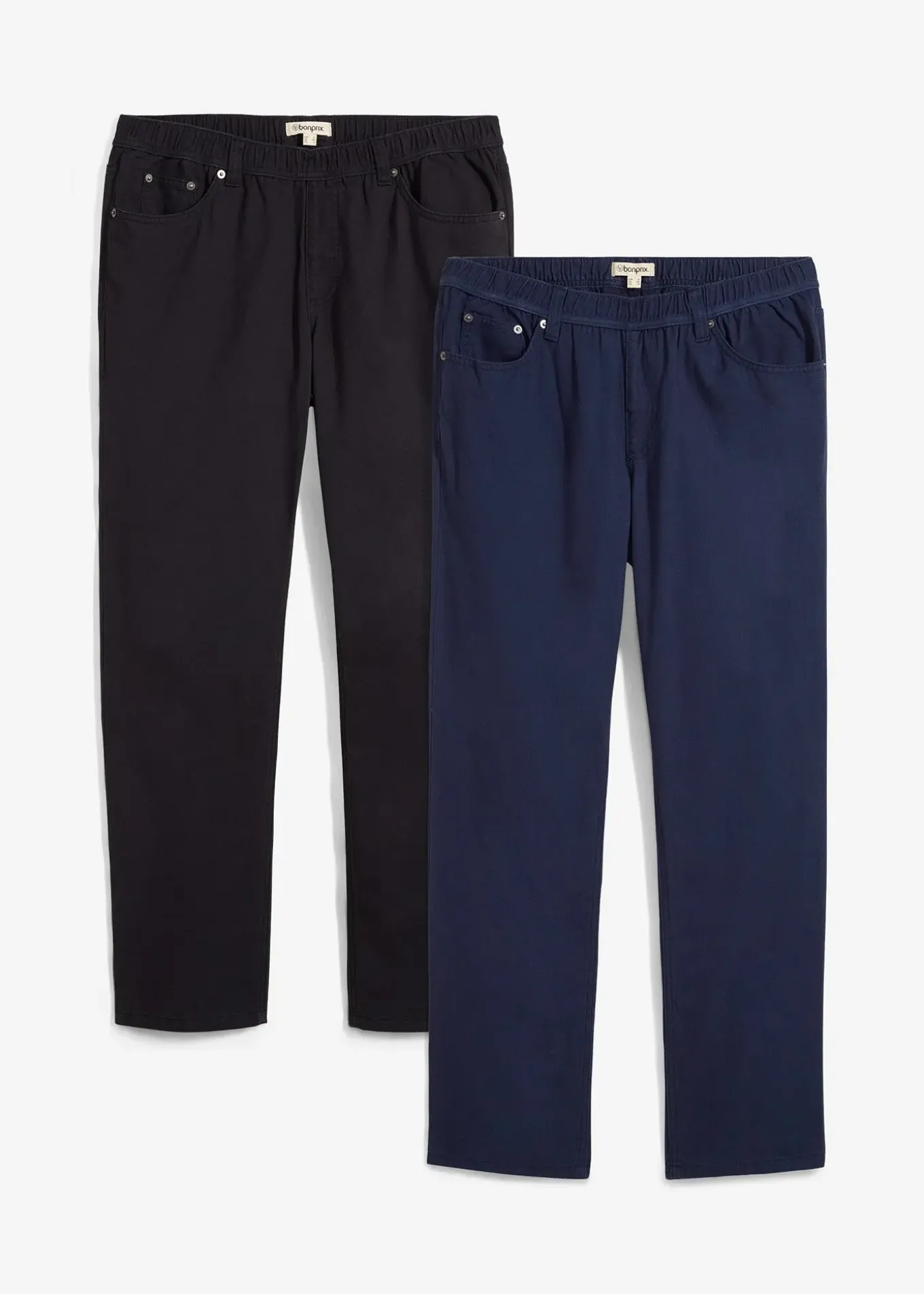 Lot de 2 pantalons regular, droits à taille élastiquée