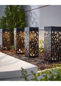 Lot de 4 piquets de jardin solaires avec ornements