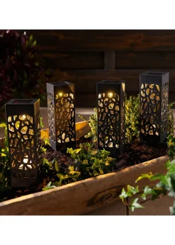 Lot de 4 piquets de jardin solaires avec ornements