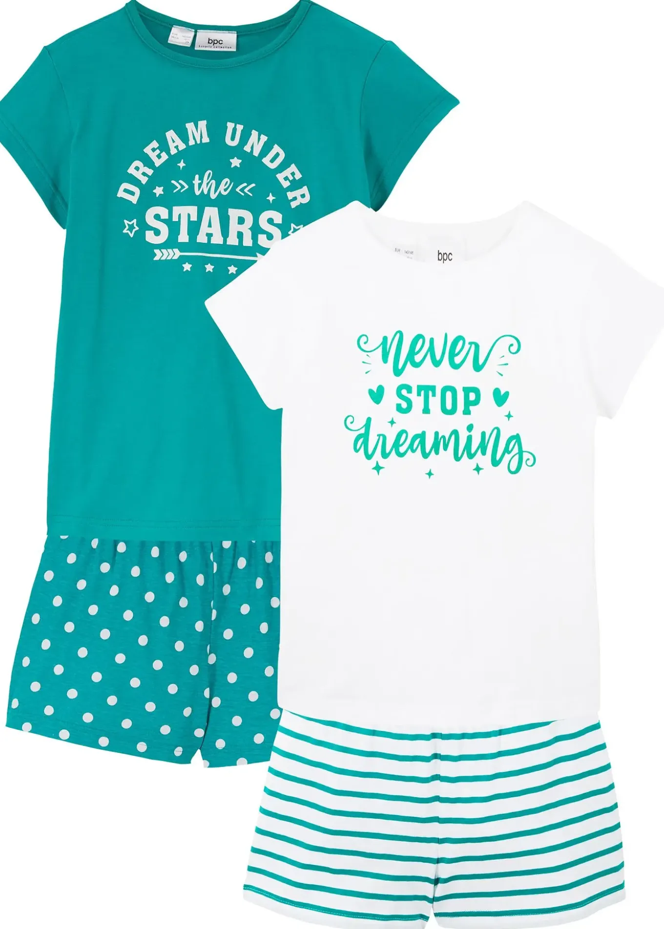 Lot de 2 pyjashorts 100% coton à manches courtes