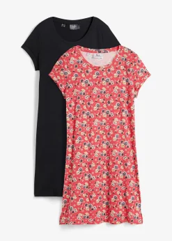 Lot de 2 robes en jersey 100% coton, fentes latérales