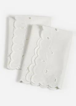 Lot de 2 serviettes en coton avec broderies