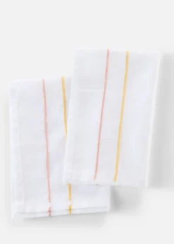 Lot de 2 serviettes en tissu à rayures brodées
