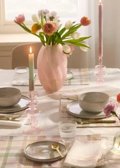 Lot de 2 serviettes en tissu à rayures brodées