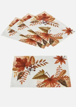 Lot de 4 sets de table à imprimé feuillage