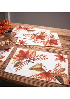 Lot de 4 sets de table à imprimé feuillage