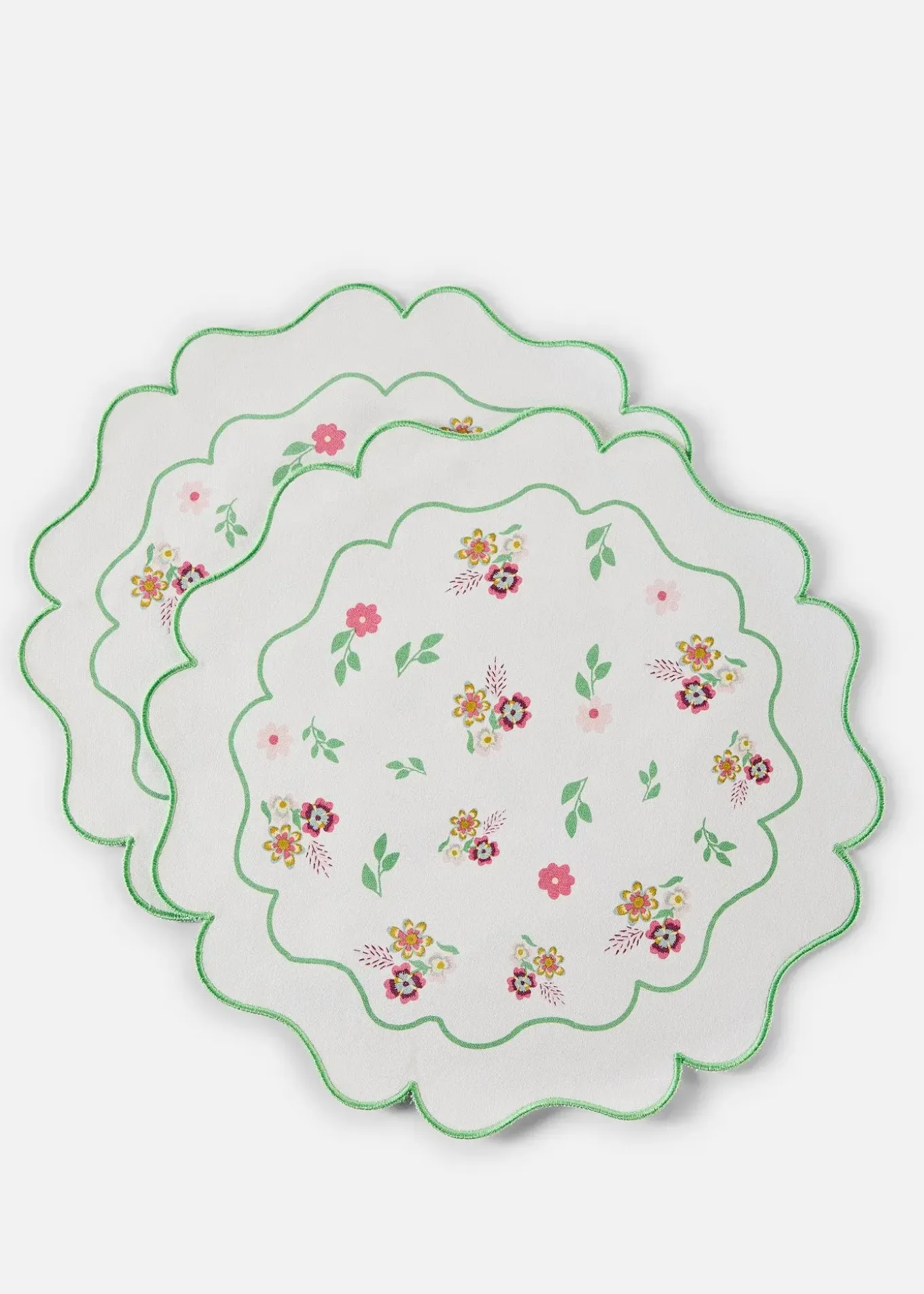 Lot de 2 sets de table ronds brodés