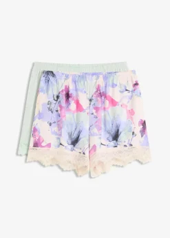 Lot de 2 shorts de pyjama en coton et viscose