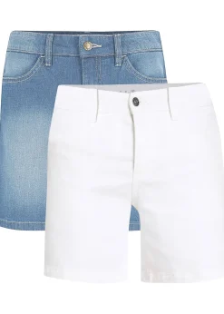 Lot de 2 shorts en jean slim, taille mi-haute