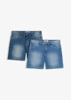 Lot de 2 shorts en jean slim, taille mi-haute