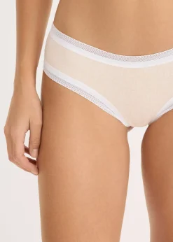 Lot de 4 slips brésiliens côtelés avec dentelle