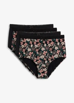 Lot de 4 slips coton taille haute