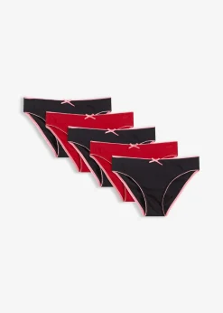 Lot de 5 slips en pointelle à motif cœurs