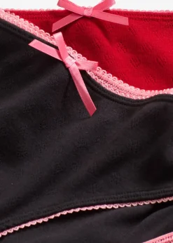 Lot de 5 slips en pointelle à motif cœurs