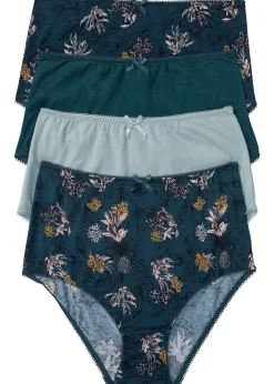 Lot de 4 slips taille haute coton