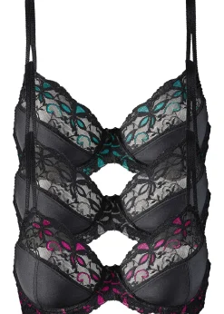 Lot de 3 soutiens-gorge à armatures et dentelle