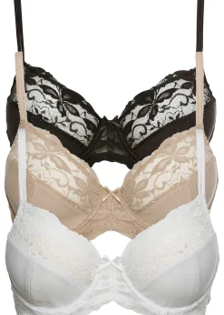 Lot de 3 soutiens-gorge à armatures et dentelle