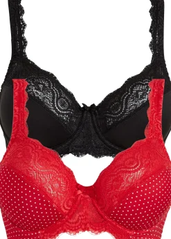 Lot de 2 soutiens-gorge à armatures et dentelle