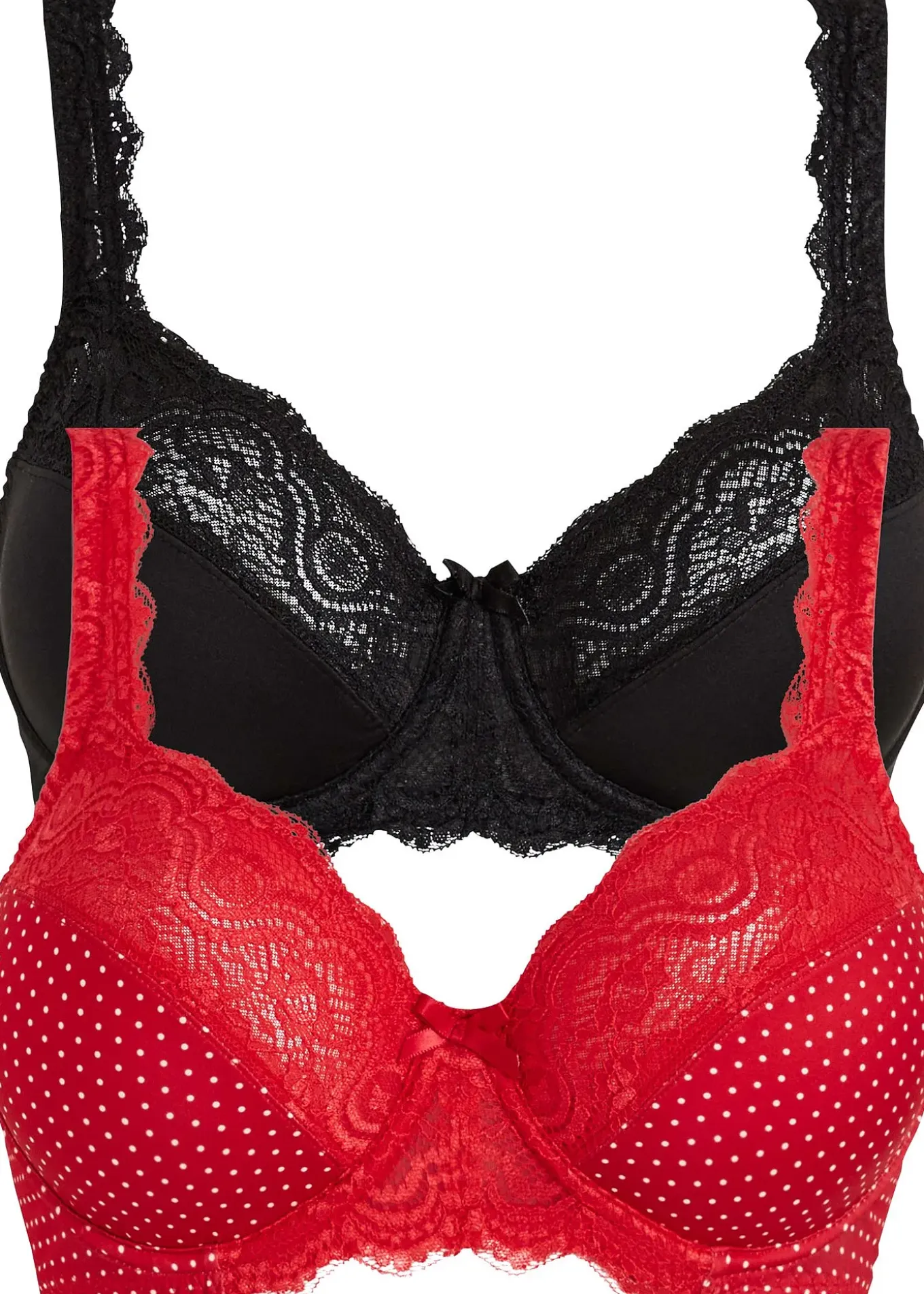 Lot de 2 soutiens-gorge à armatures et dentelle