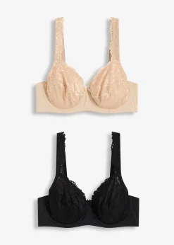 Lot de 2 soutiens-gorge à armatures et dentelle