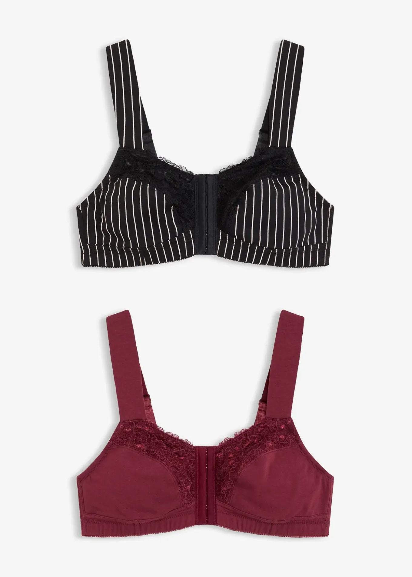 Lot de 2 soutiens-gorge à fermeture devant, sans armatures