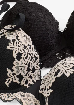 Lot de 2 soutiens-gorge balconnet avec dentelle bicolore