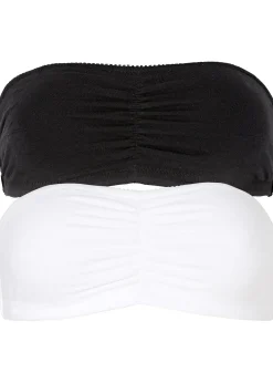 Lot de 2 soutiens-gorge bandeau coton jusqu’au bonnet B