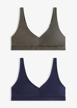 Lot de 2 soutiens-gorge bralette coton sans armatures