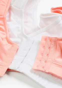 Lot de 2 soutiens-gorge coton sans armatures, fermeture devant