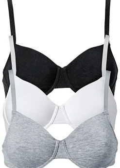 Lot de 3 soutiens-gorge coton moulés à armatures