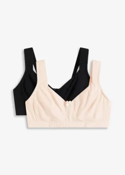 Lot de 2 soutiens-gorge coton moulés, non rembourrés, sans armatures