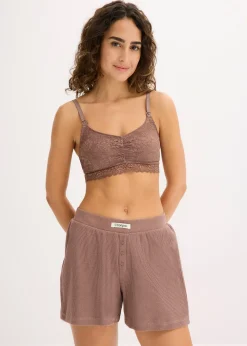 Lot de 2 soutiens-gorge d’allaitement sans armatures avec dentelle et coton