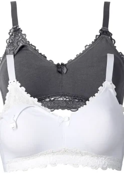 Lot de 2 soutiens-gorge d'allaitement sans armatures avec coton