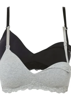 Lot de 2 soutiens-gorge d'allaitement sans armatures avec coton